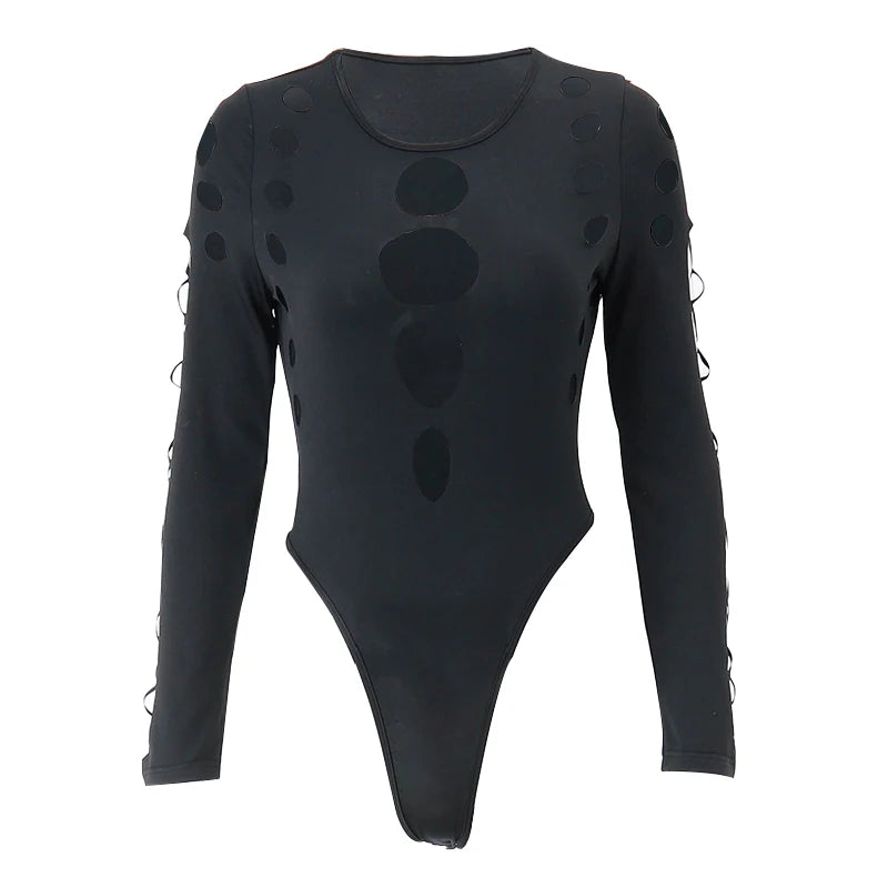 Hollow-Out Long Sleeve Bodysuit