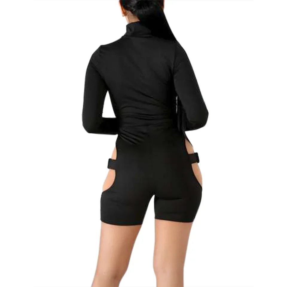Long-Sleeve Cut-Out Jumpsuit