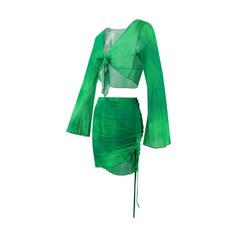 Two-Piece Tie Dye Top + Mini Skirt