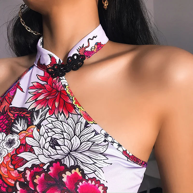 Backless Floral Tank Top