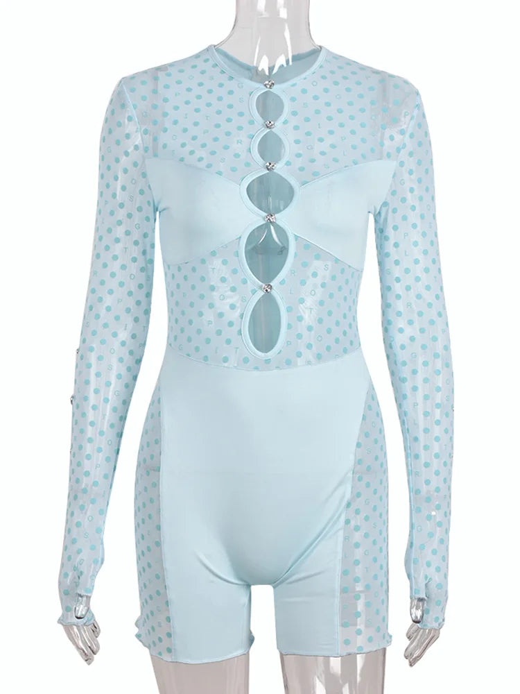 Hollow-Out Mesh Playsuit