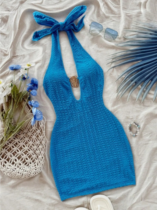 Sequined Halter Mini Dress