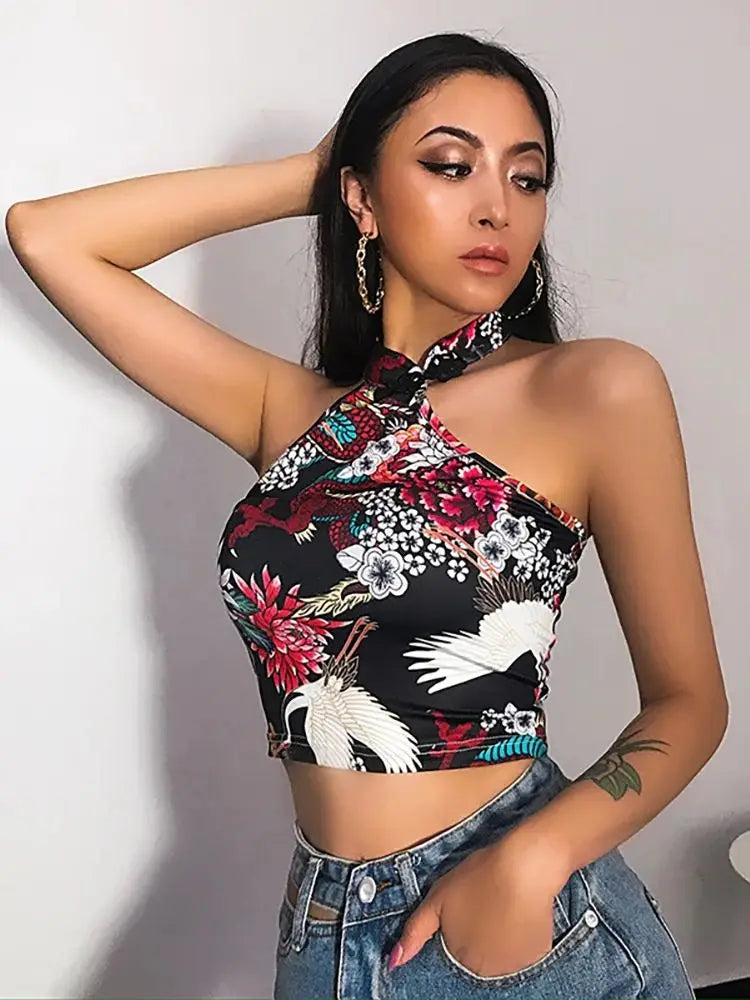 Backless Floral Tank Top