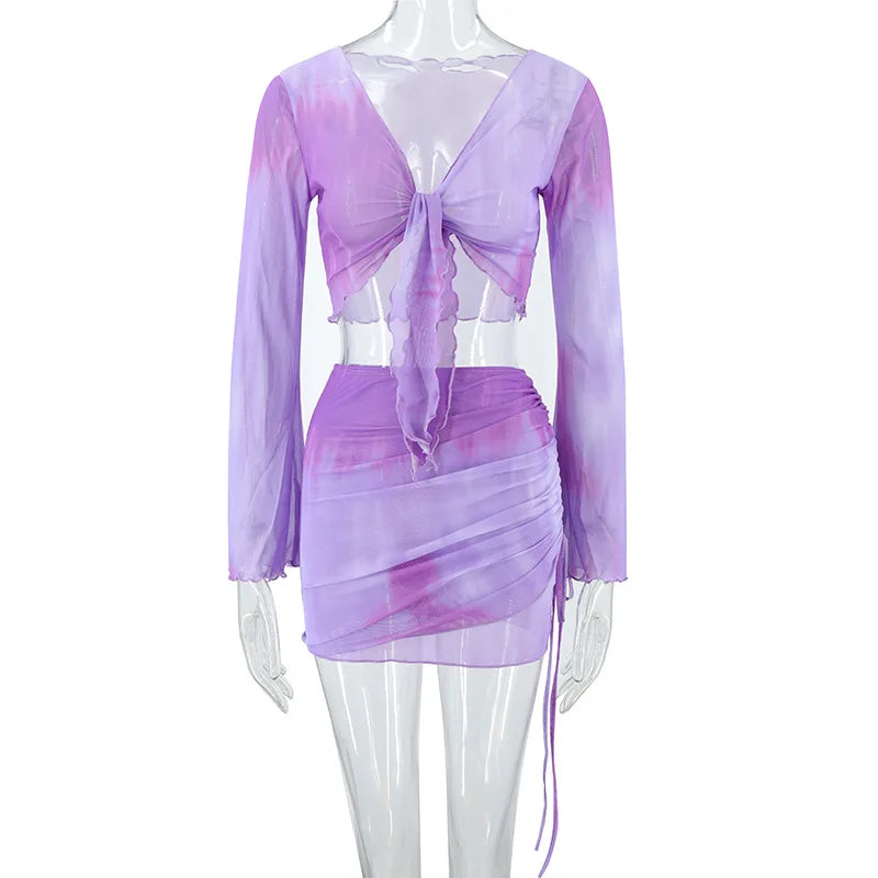 Two-Piece Tie Dye Top + Mini Skirt